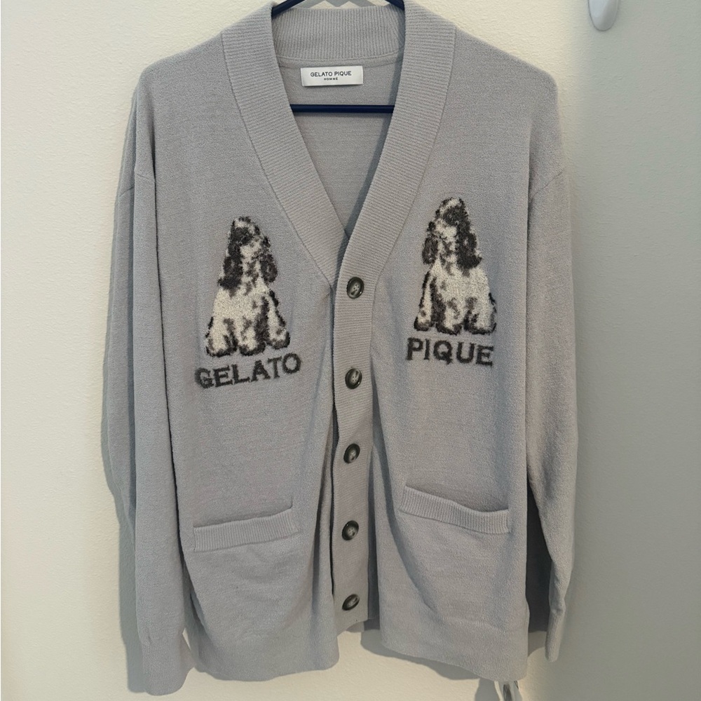 MEN'S Air Moco Dog Jacquard Button Up Cardigan-M